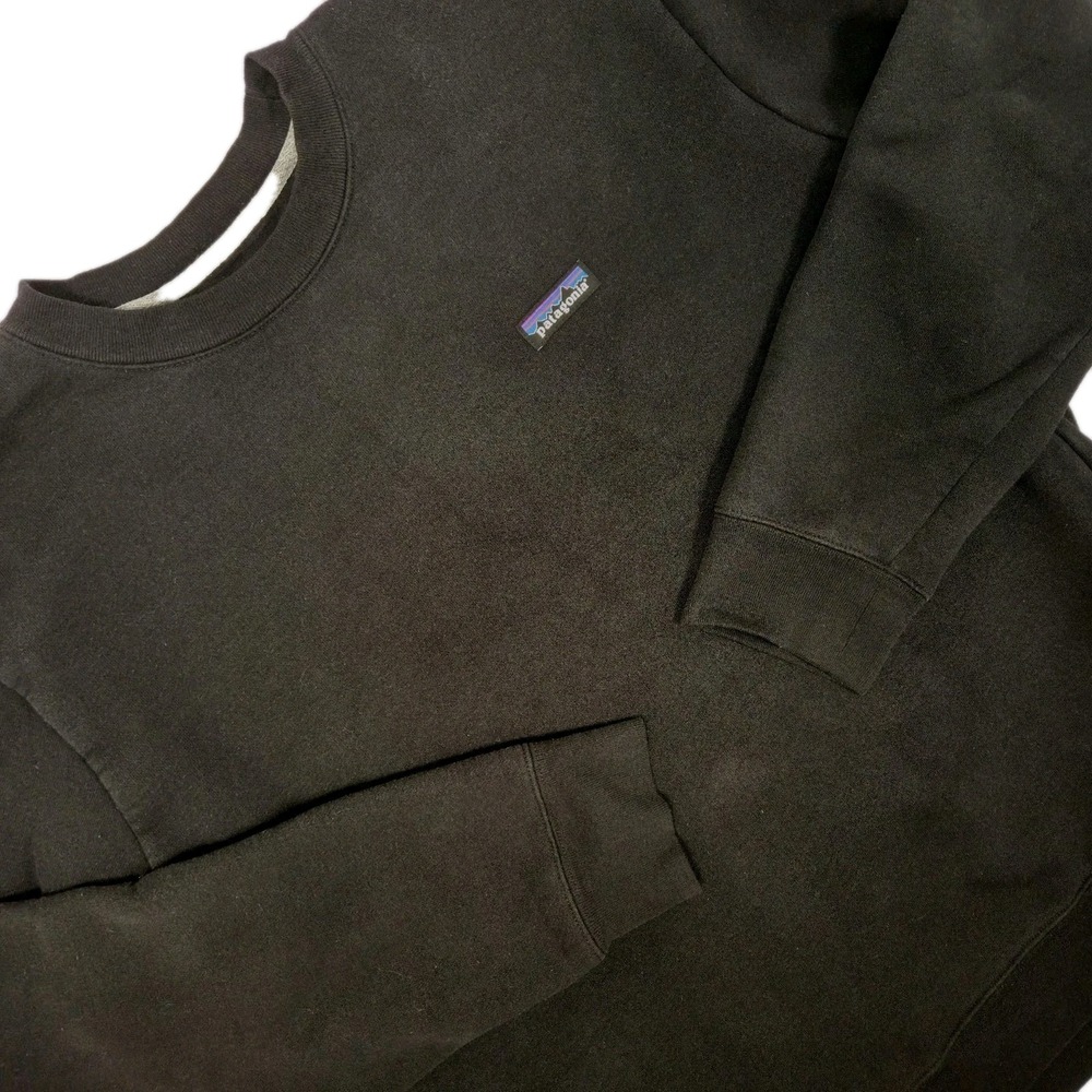 Patagonia Uprisal Crew Sweatshirt Mens Large Black Recycled Cotton Poly Blend